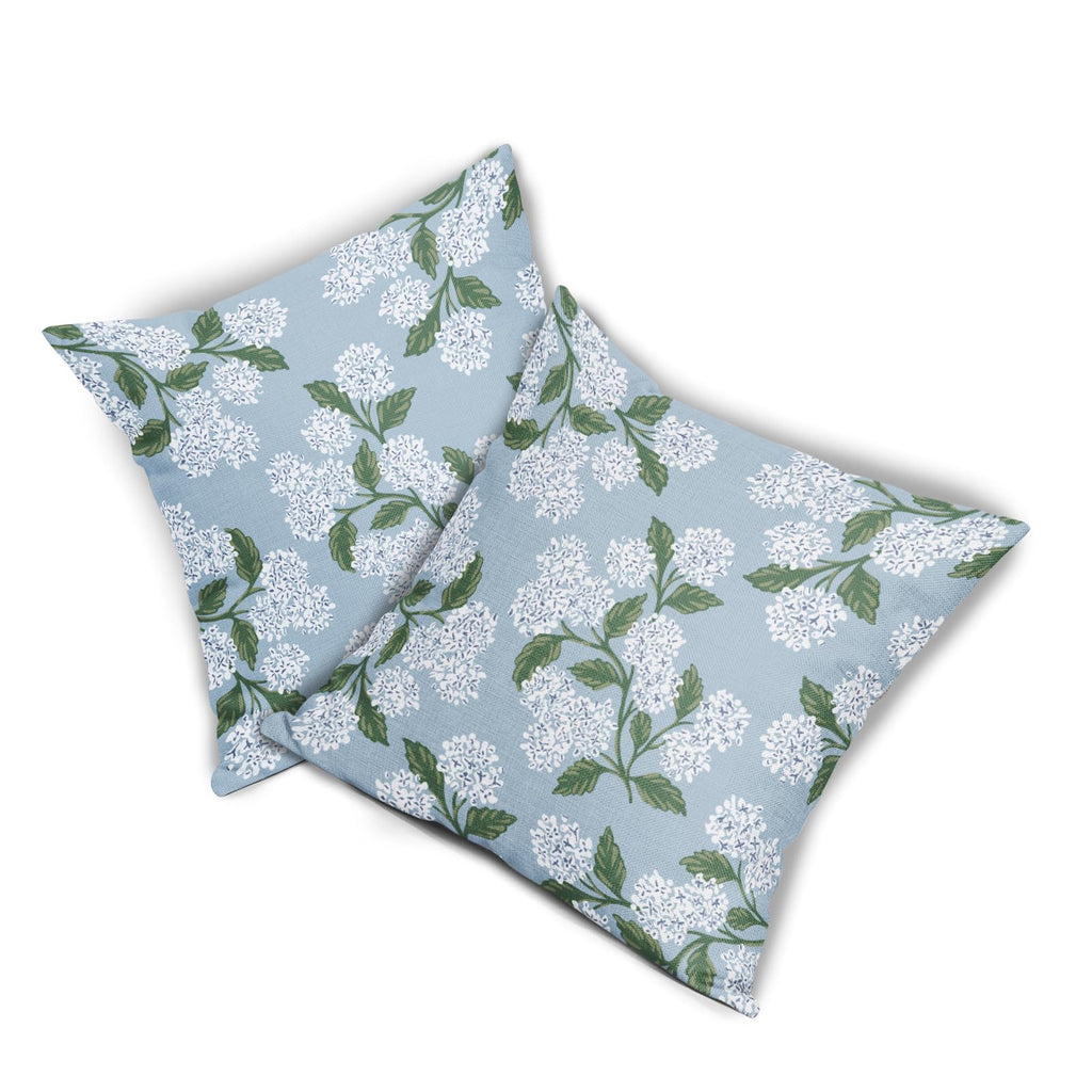 Light Blue Green White Hydrangea Pillow Covers 18x18 Set of 2 Floral Leaves Print Decorative Throw Pillowcases Outdoor Rustic Flower Farmhouse Spring Cushion Cases Decor for Home Couch Sofa Bed