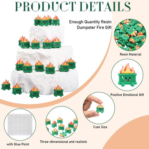 Arrowbash 20 Set Resin Dumpster Trash Shape Gift Team Employee Appreciation Gift Social Worker Month Emotional Desk Accessories for Staff Teacher Office Coworker Nurse Medical Favor (Green)