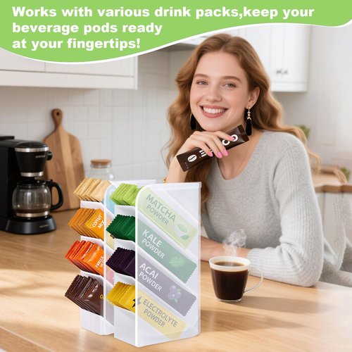 Drink Packet Organizer, Acrylic Water Packets Organizer, Drink Mix Organizer, Water Packet Holder for Hydration Multiplier Electrolyte Powder Storage Kitchen Stationery