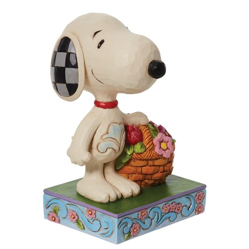Enesco Peanuts by Jim Shore Snoopy with a Basket of Tulips Figurine, 4.92 Inch, Multicolor