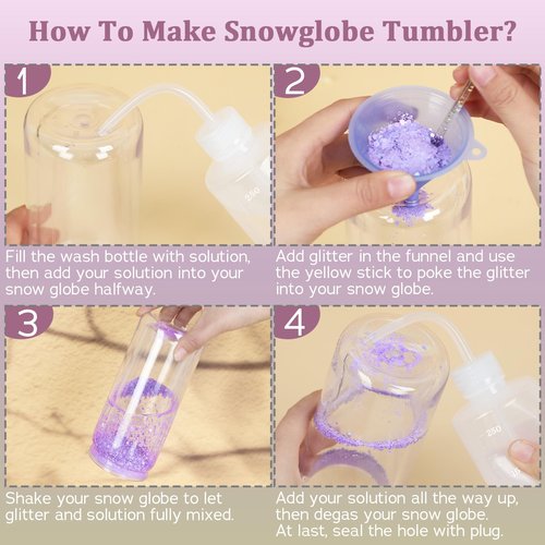 Maucircol 15 Pack Acrylic Snow Globe Tumbler, 20 Oz Pre Drilled Double Wall Snow Globe Supplies Kit, Plastic Snowglobe Tumbler DIY Kit Including Cups and DIY Tools