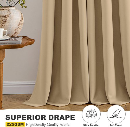 MIULEE Blackout Curtains - Taupe Brown Thermal Insulated Drapes | 54-Inch Long, 2 Panels, Noise Reduction