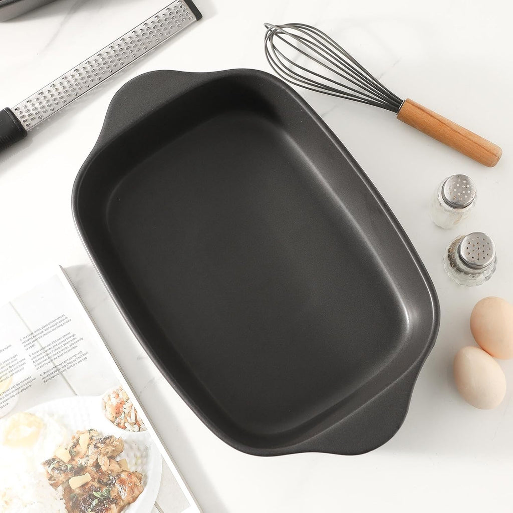 Regine Switzerland Casserole Dish Set - Ceramic Bakeware for Oven | 3 Deep Dishes in Matte Black (0.63/1.8/4 QT)