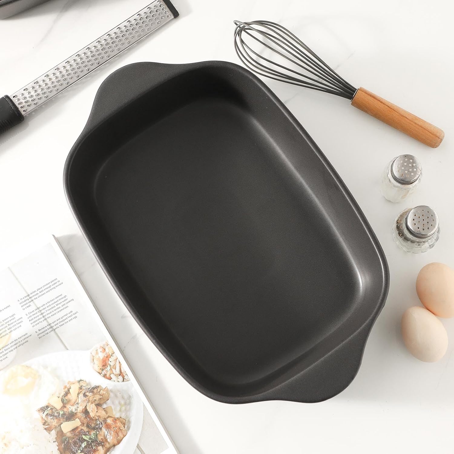 Regine Switzerland Casserole Dish Set - Ceramic Bakeware for Oven | 3 Deep Dishes in Matte Black (0.63/1.8/4 QT)