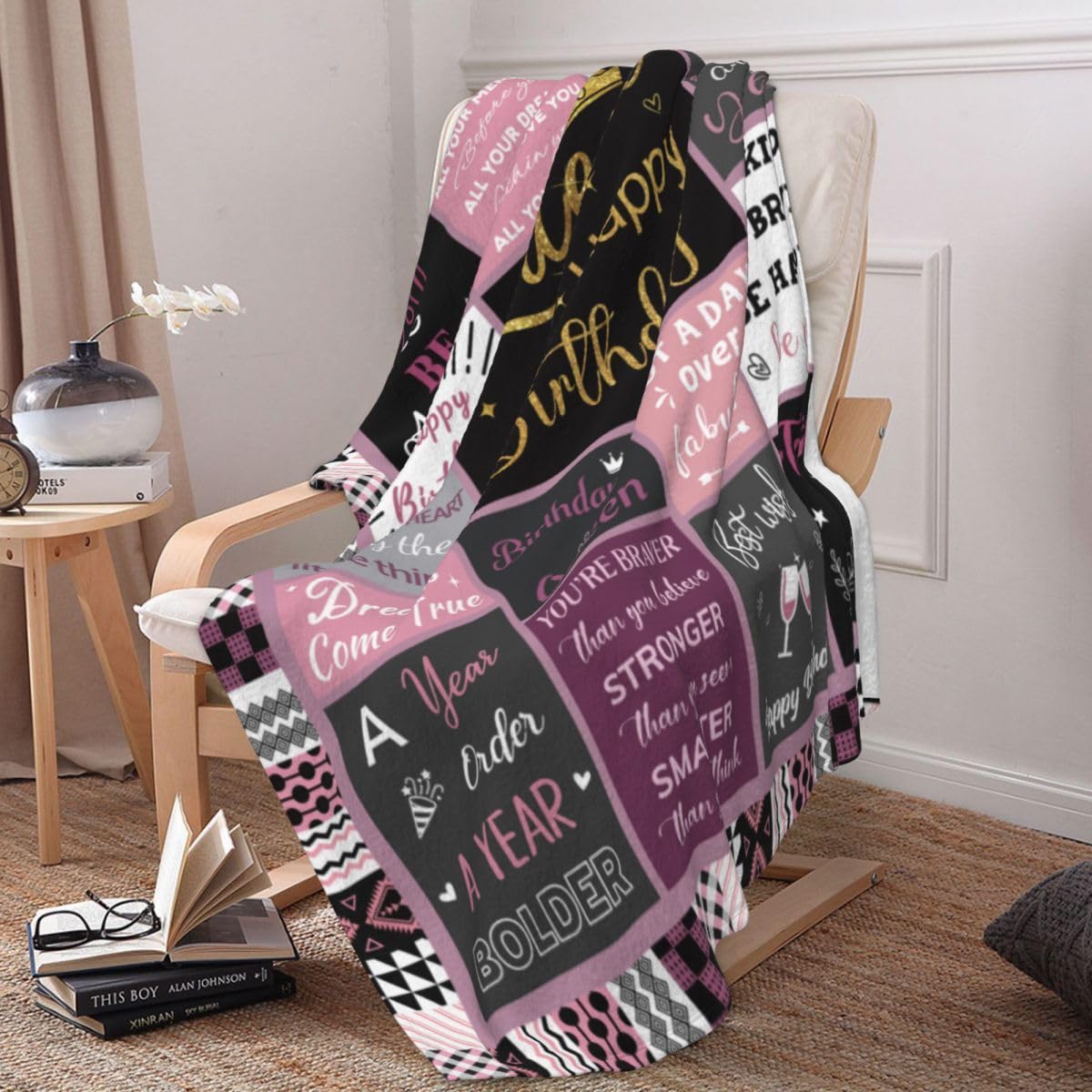 FGCOGOD Queen Birthday Gifts for Women, Birthday Blanket with Gift Box for Women, Gifts for A Birthday, Happy Birthday Decorations Gift Ideas for Her, Birthday Gifts Throw Blanket 60"x50"
