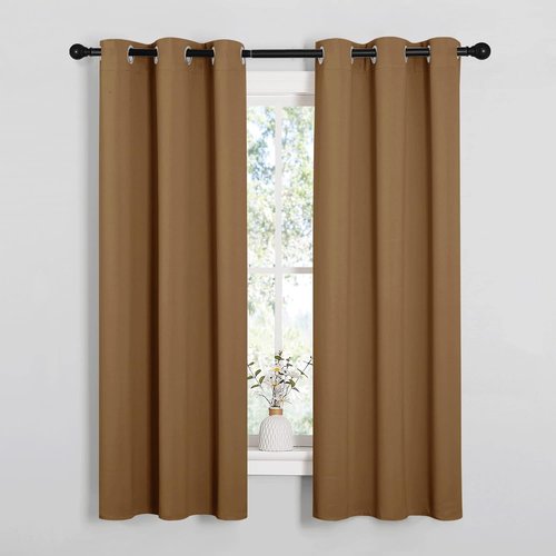 NICETOWN Blackout Curtains - Noise Reducing & Draft Blocking | 63-Inch Length, Gold Brown, 2 Panels for Small Windows