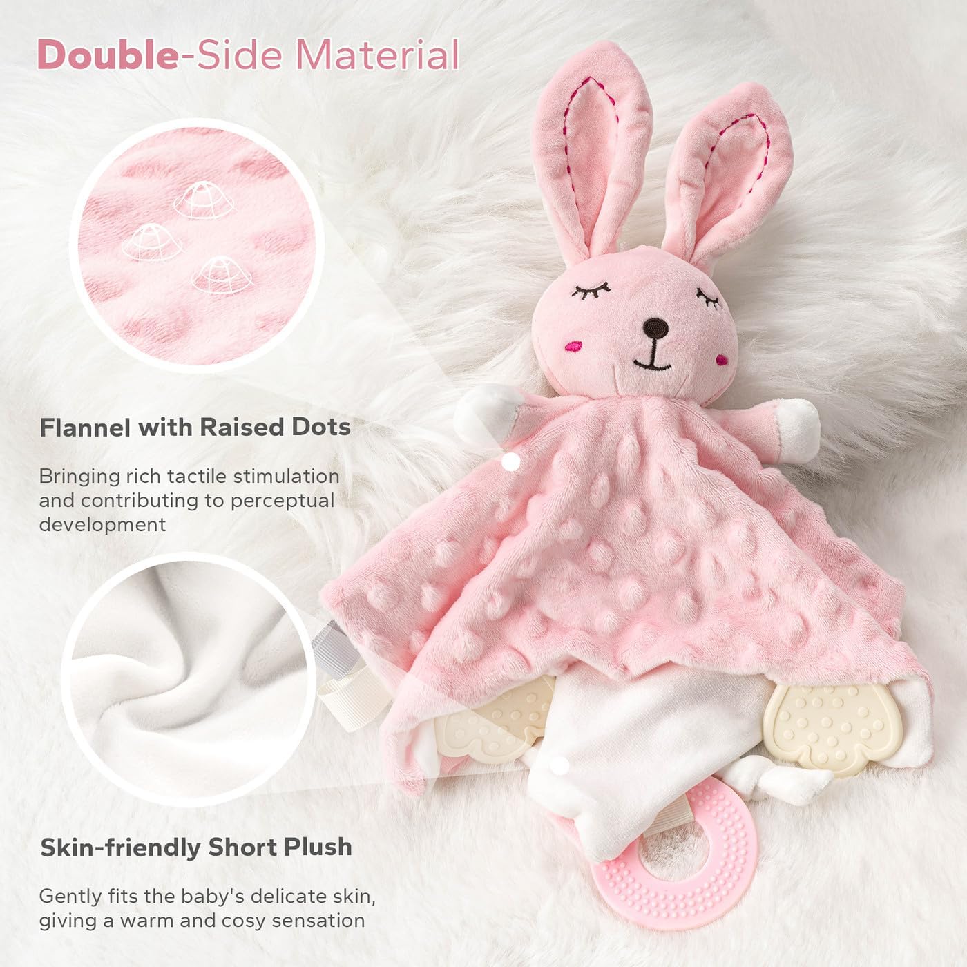 ZIGJOY Baby Security Blanket - Soft Bunny Lovey for Girls | Newborn Pink Rabbit Gift for Infants & Toddlers