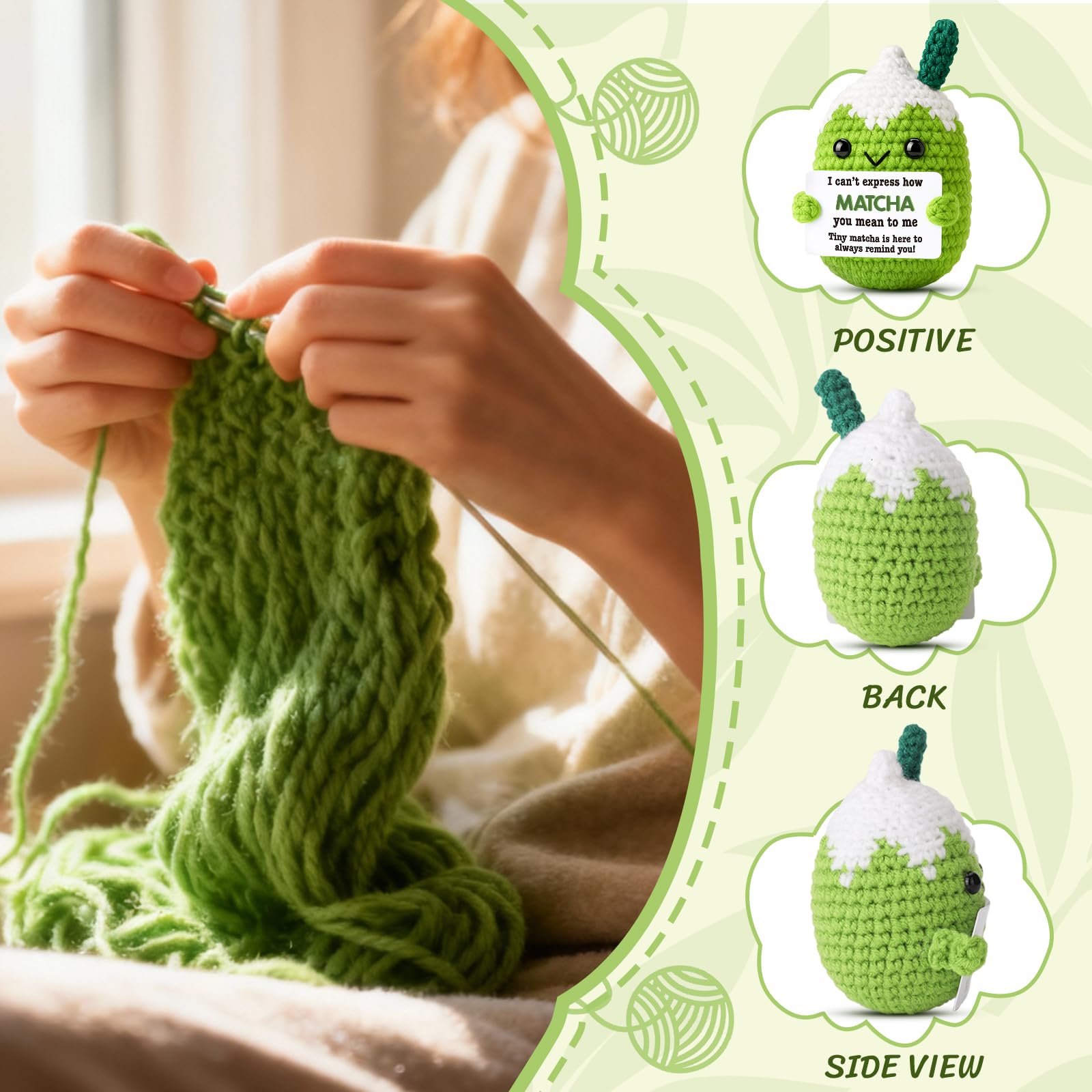 Ovrrcame How Matcha You Mean to Me Crochet Decor Funny Christmas Valentine's Day Present for Him Her, Handmade Appreciation Gift Idea for Partner Friend Coworker, Stocking Stuffer