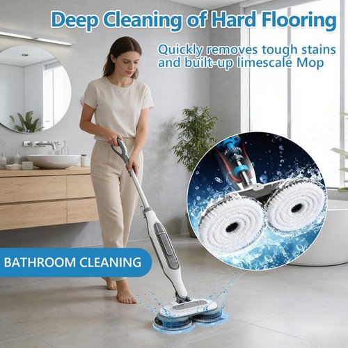 4 Pack S7001 Upgraded Steam Mop Replacement Brush Pads, Compatible with Shark S8201/S8001/S7201/S7000 Series Steam and Scrub Mop, Nylon Bristle for Polishing Hard Floors (2 White, 2 Gray)