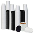 Smygoods White Disposable Paper Coffee Cups with Lids (12 OZ, 100 Count) For Hot Beverages, Tea, Espresso, Cocoa - To Go Drink Containers, Café & Office