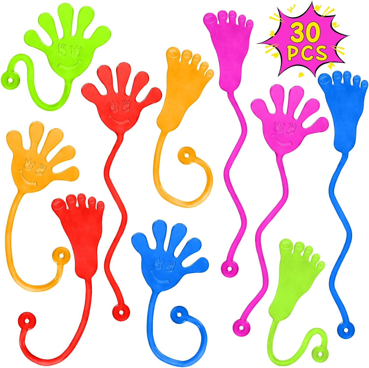 PICcircuit Sticky Hands - 30 PCS Stretchy Party Favors for Kids | Fun Goodie Bag Stuffers & Classroom Prizes
