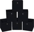 Skiennix Black Foldable Storage Cubes - 11 Inch Fabric Organizer Bins with Handles | Set of 6