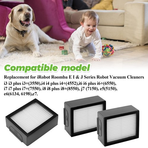 12Pack Filters Replacement for iRobot Roomba E I & J Series Combo E5 E6 E7 i3 i3+ i4 i4+ i5 i5+ i6 i6+ i7 i7+ i8 i8+ J5 J6 J8 Vacuum Cleaner-12 x High Efficiency Filters 4639161,1 x Brush by Techecook