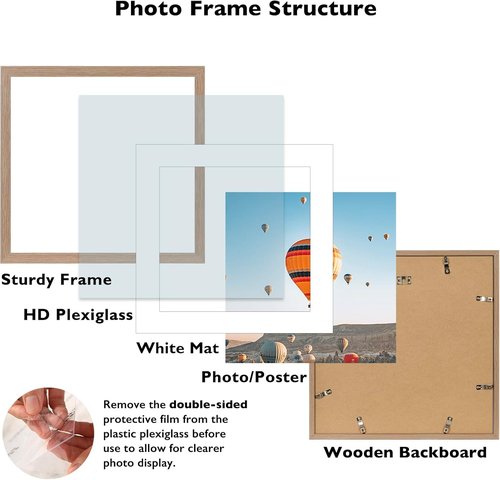 JCJMY 18x18 Rustic Brown Picture Frame - Display 14x14 Photos with Mat or 18x18 Without Mat | Shatter-Resistant Plexiglass