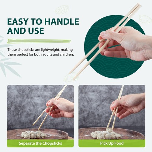 Soeos 200 Disposable Chopsticks Bulk - Natural Wooden Chopsticks & Bamboo Chopstick for Sushi, Takeout, Party - Splinter-Free, Individually Wrapped Single-Use Chopstick (Approx.200 Pairs)