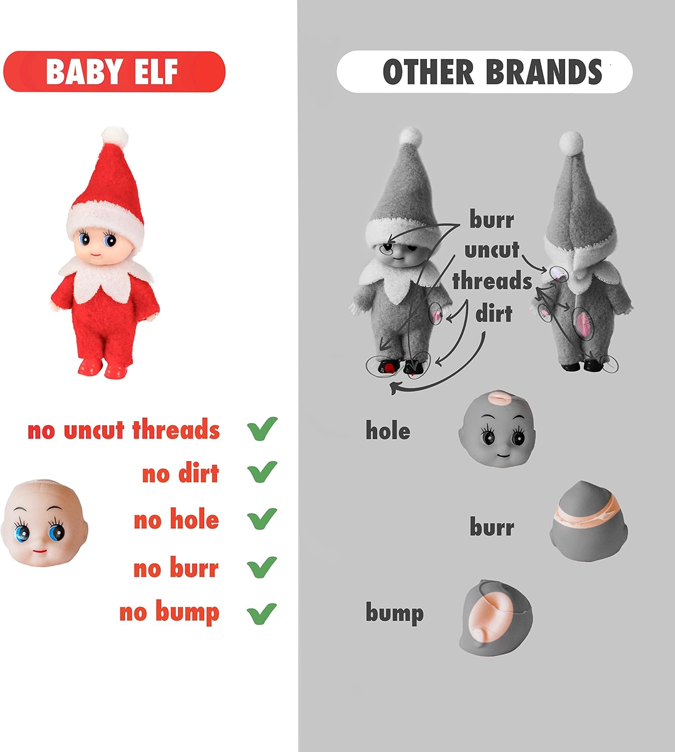 Skiennix Christmas Baby Elf Doll - Adorable Red Jumpsuit for Holiday Cheer