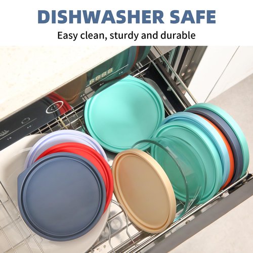 Replacement Lids for Pyrex 7201-PC 4 Cup, Silicone Round Storage Cover Lid for Anchor Hocking Glass Bowl 2 Pack Dark Blue
