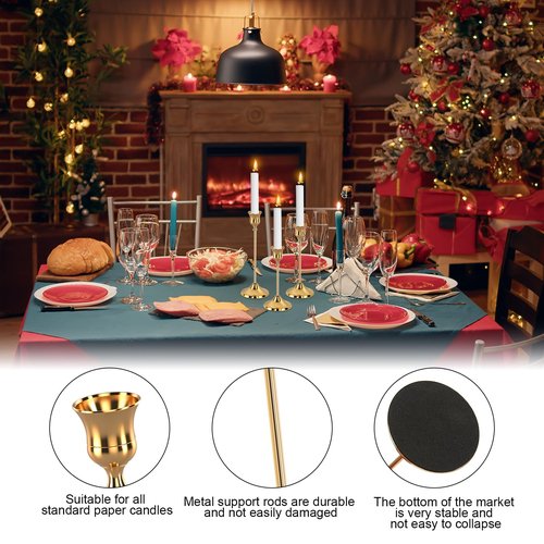6pcs Gold Candle Holders, Candlestick Holders Taper Candle Holders for Pillar Candles Sticks Holder Decor Halloween Christmas Decorations Candle Candelabros para Centros de Mesa (Gold)