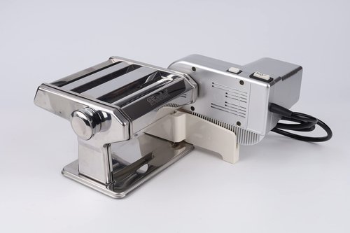 Shule Electric Pasta Maker Machine with Motor Set Stainless Steel Pasta Roller Machine Silver