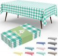 Misaya Disposable Tablecloths - 4 Packs of Waterproof 54 x 108 Inch Teal & White Checkered Covers for Parties, Picnics & Events