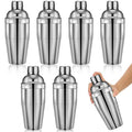 Nitial 6 Pcs Bar Cocktail Shaker Professional Stainless Steel Martini Drink Mixer with Built-in Strainer for Bartending No Leaks Boston Shaker for Bar Party Drink Mixing Tool(18.6 oz,Silver)