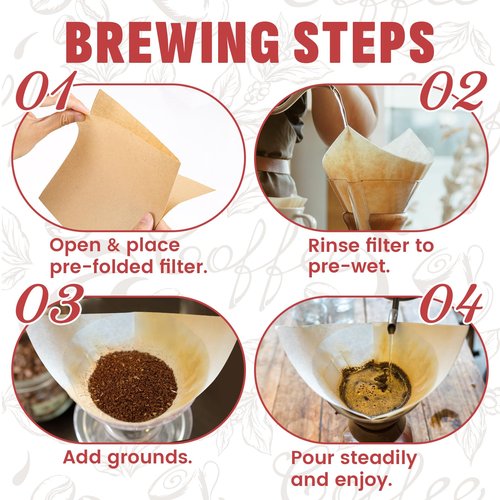Phyyixs Pre-Folded Unbleached Cone Coffee Filters – Premium Thick Paper, Compatible with Chemex Pour-Over Brewers (240 Filters)