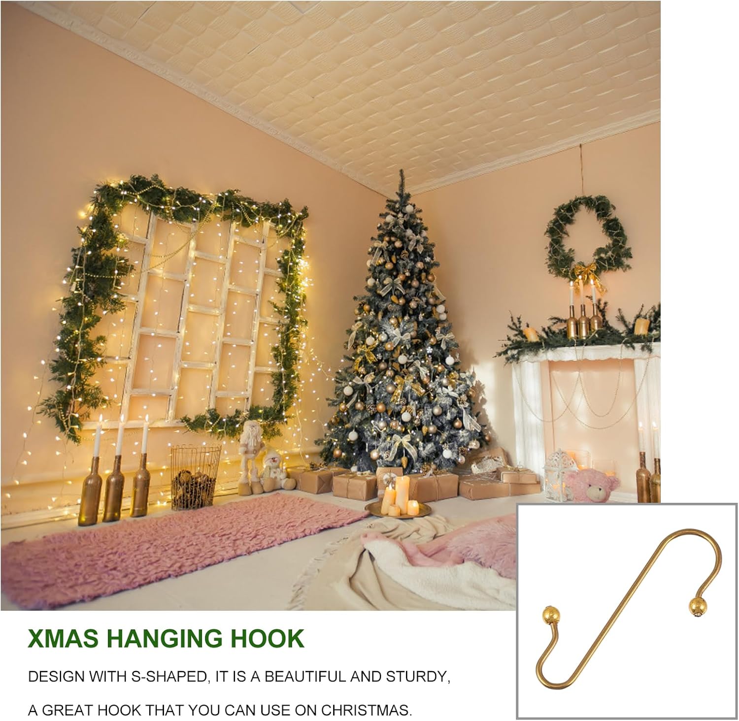 Uonlytech Heavy-Duty Metal Ornament Hooks - 40pcs Durable Wire Hangers for Holiday Decor
