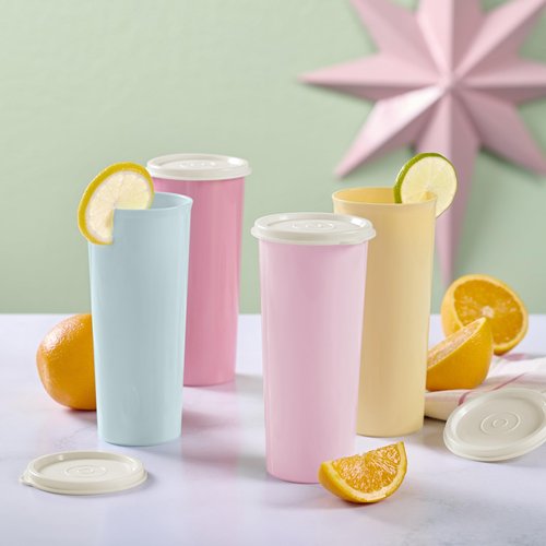 Tupperware Tumbler Set in Multicolor, 12 Count, Dishwasher Safe and BPA Free (12 Tumblers, 12 Lids, 16 fl oz each)