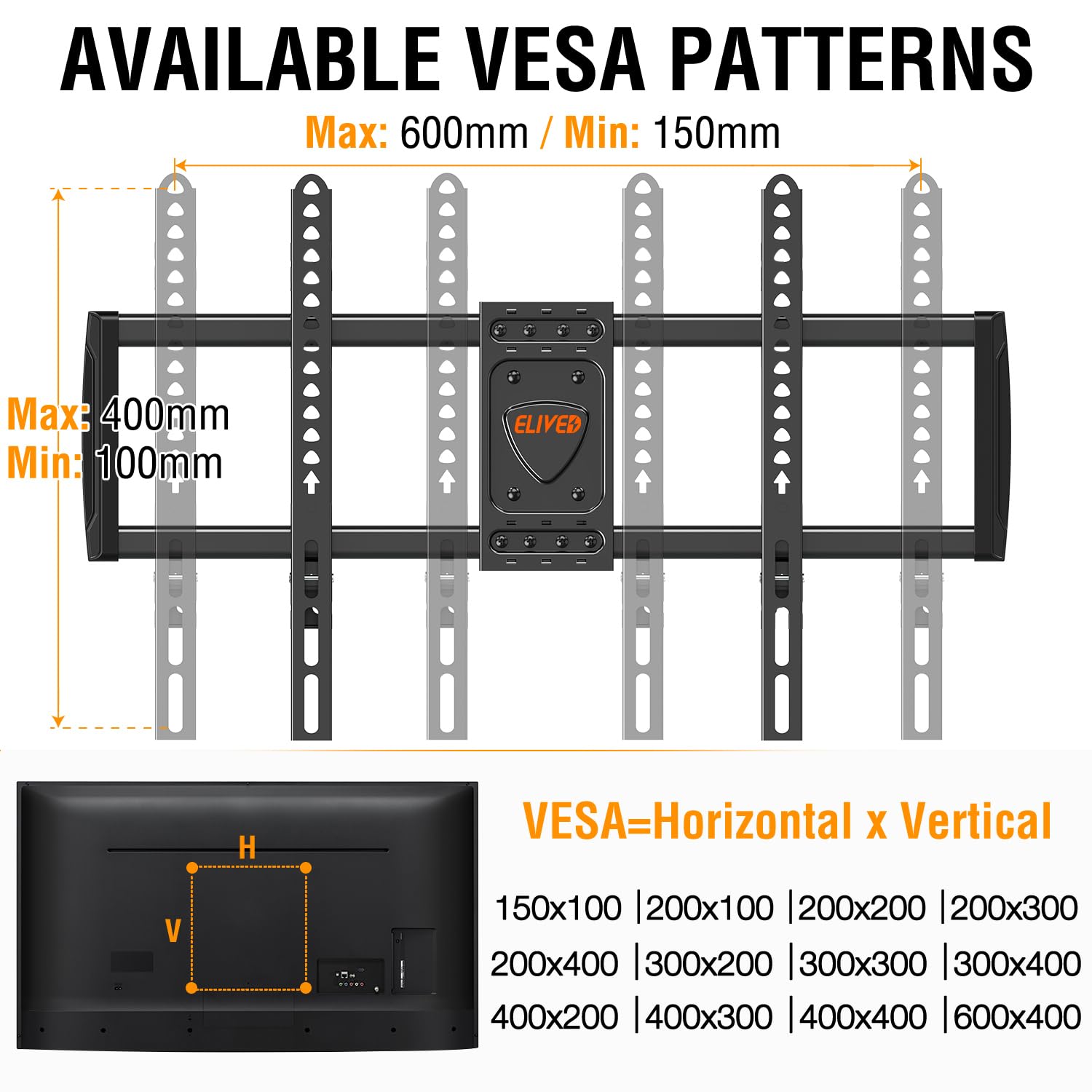 ELIVED Long Arm TV Mount for Most 37-75 Inch tv, Full Motion Wall Bracket with 29.5 inch Long Extension Articulating TV Wall Mount, Max VESA 600x400mm, Holds up to 88lbs, fits Wood Studs 12"-24".