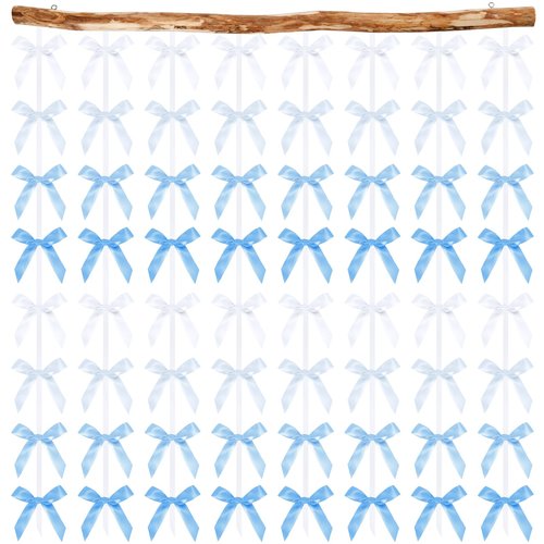 8 Pcs Blue Bows Party Decorations, Bow Wall Decor Ribbon Bows Garland Party Decor for Women Girls Birthday, Baby Shower, Bachelorette Wedding Party, Room Bedroom Decor