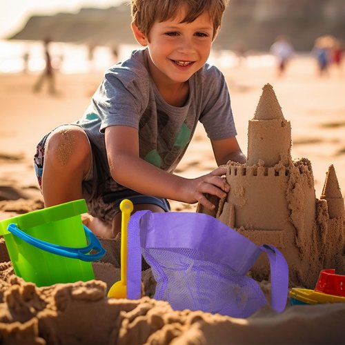 Luwint 3PCS Beach Shell Collecting Bags for Kids - Durable Mesh Shell Bags for Picking Up Seashells, Lightweight Shell Bags for Beach Trips and Treasures