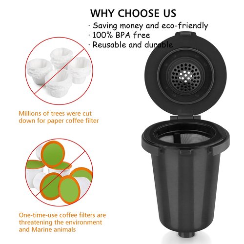 FOTRIC Newly upgraded Reusable Filter Cup for Cuisinart, Compatible with Cuisinart #SS-RFC HomeBarista Reusable Filter Cup, Black (2 Pack)