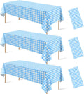 Regine Switzerland Disposable Light Blue Gingham Tablecloth - Perfect for Outdoor Picnics & Parties | 54 x 108 Inch