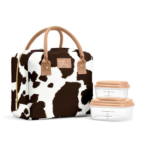 Fit & Fresh Bloomington Lunch Bag for Women - Insulated Large Lunch Box for Work with Containers, Leak-Resistant, Stain-Resistant, Zipper Closure, Cowhide