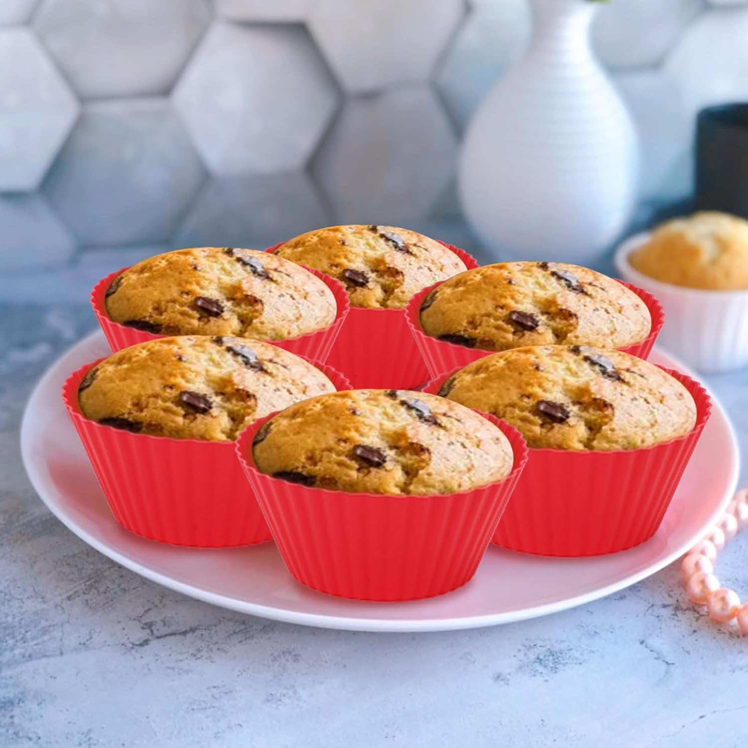 Skiennix 8-Inch Air Fryer Cake Pan - Non-Stick Deep Baking Pan with 6 Muffin Cups | Perfect for Instant Pot