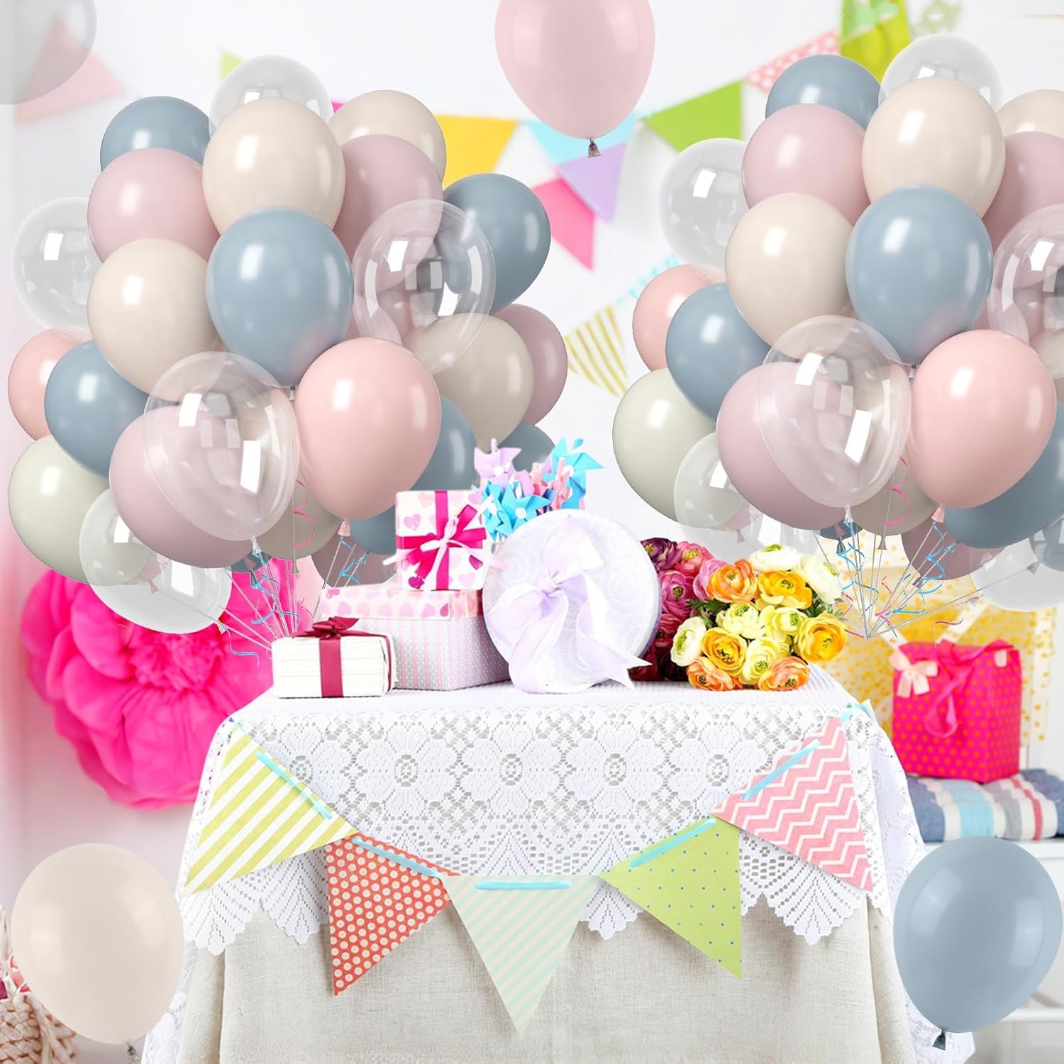 Regine Switzerland 50PCS Gender Reveal Balloon Set - Dusty Pink & Mist Blue 12-Inch Balloons for Baby Shower