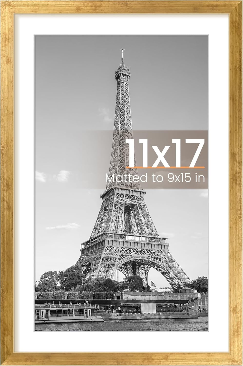 Upsimples 11x17 Picture Frame - Versatile Display for 9x15 with Mat or 11x17 Without - Bronze Finish