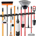 IMILLET Wall Mounted Broom and Mop Holder - Heavy Duty Stainless Steel Organizer | 2 Pack with 5 Racks & 4 Hooks