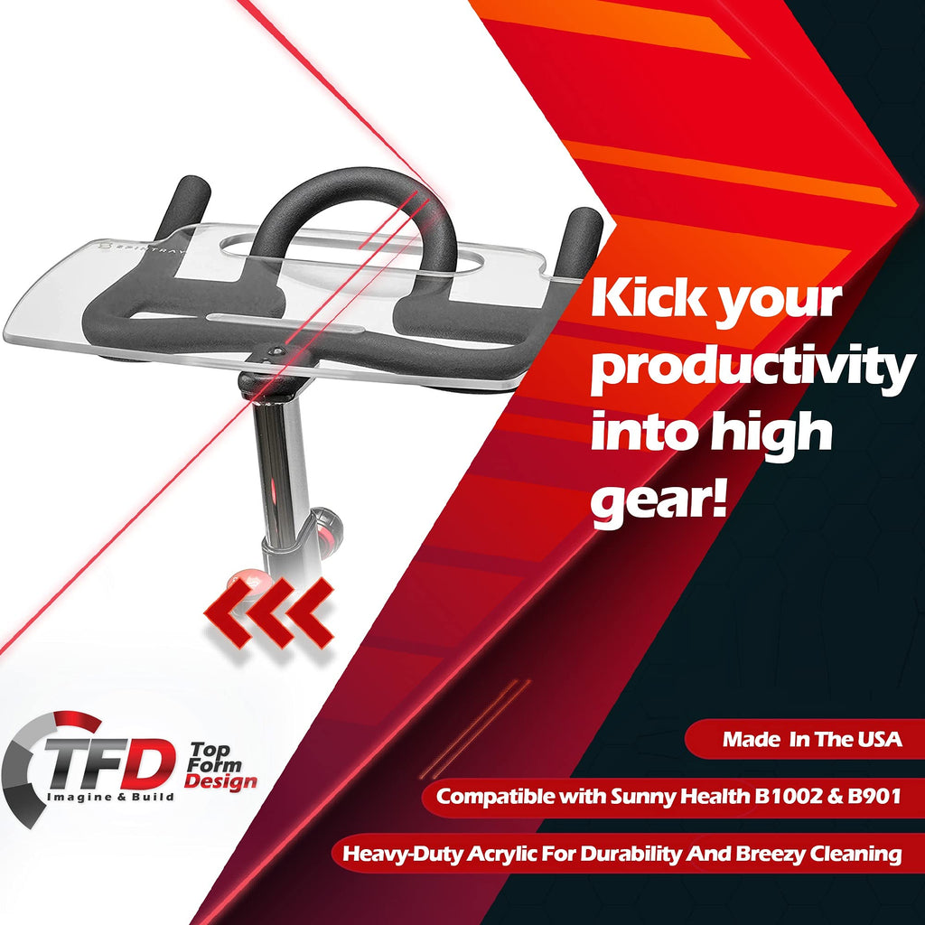 TFD The Sunny Tray | Compatible with Sunny Health B1002 & B901 Models - Made in The USA | Work & Ride Desk Holder for Laptop, Tablet, Phone, & Books (Models: B1002 & B901)