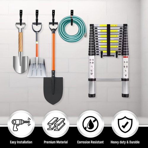 Heavy Duty Garage Storage Hooks - 6-Piece Bike Hooks for Wall Mount | Large Metal Organizer