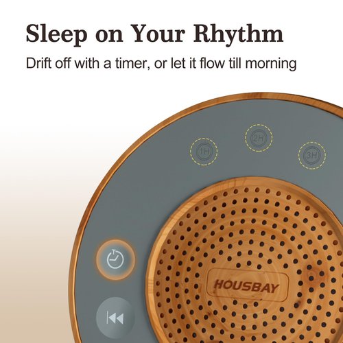 Housbay White Noise Machine with 31 Soothing Sounds, 5W Loud Stereo Sound, Auto-Off Timer, Adjustable Volume, Sleep Sound Machine for Baby, Kid, Adult -Wood Grain