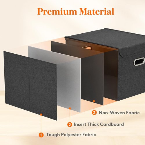 Lifewit File Organizer Box - Portable A4 Hanging File Storage - Dark Gray, 2-Pack for Home & Office