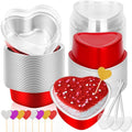 Modacraft 40 Pack Heart Shaped Cake Pans with Lids, Heart Tins with Lids for Valentine Day, Aluminum Foil Mini Cake Pans for Dessert Containers, Heart Cupcake Pan for Weddings Mother's Birthday Party