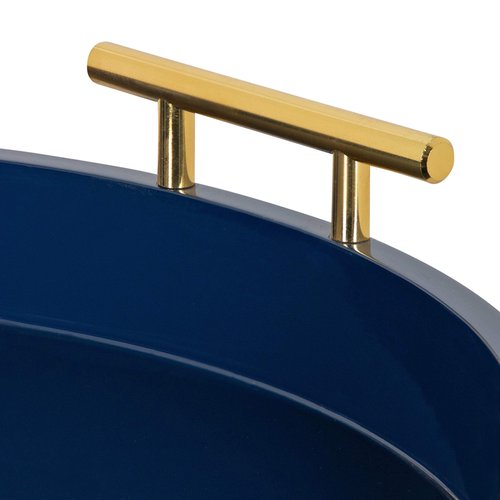 Kate and Laurel Lipton Modern Round Tray, 18" Diameter, Navy Blue and Gold, Decorative Accent Tray for Storage and Display