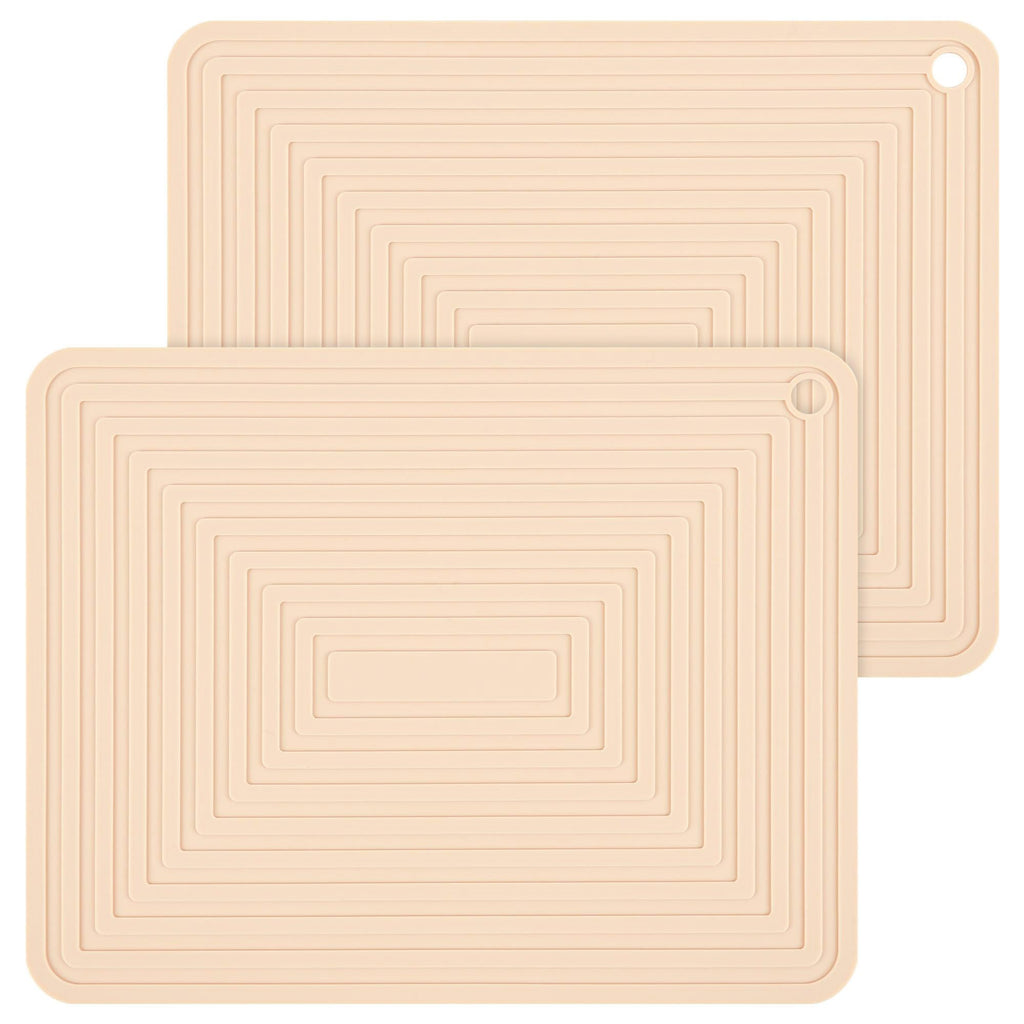 Smithcraft Beige Silicone Trivets for Hot Dishes Pots and Pans, Hot Pads for Kitchen, Rectangler Silicone Pot Holders, Heat Resistant Mat for Quartz Countertops, Multipurpose Trivet Mat Set 2