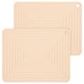 Smithcraft Beige Silicone Trivets for Hot Dishes Pots and Pans, Hot Pads for Kitchen, Rectangler Silicone Pot Holders, Heat Resistant Mat for Quartz Countertops, Multipurpose Trivet Mat Set 2