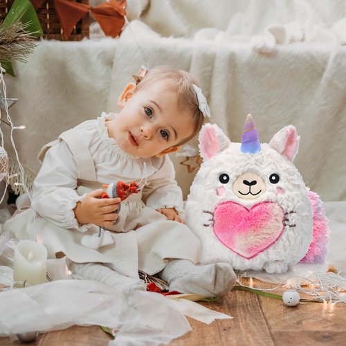 Leyndo Cute Unicorn Plush Pillow 14 Inch Llamacorn Stuffed Animal, Soft Pink Plush Toy Gift for Girls, Birthday Anniversary Easter Gift