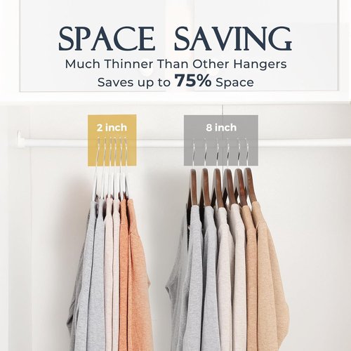 HOUSE DAY White Velvet Hangers - 60 Pack Non-Slip Heavy Duty Felt Hangers for Closet Organization | 360° Rotating Silver Hook