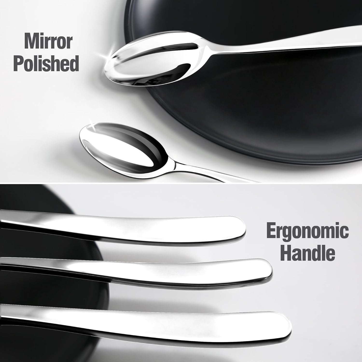 Regine Switzerland 40-Piece Silverware Set for 8 - Mirror Polished Stainless Steel Utensils | Dishwasher Safe & Rust Proof