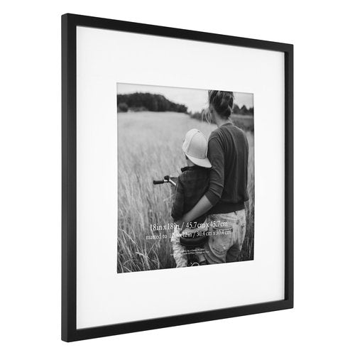 MCS East Village 18x18 Matted Square Picture Frame with 12x12 Photo Display, Black Wall Hanging Frame for Photos & Posters (2-Pack)